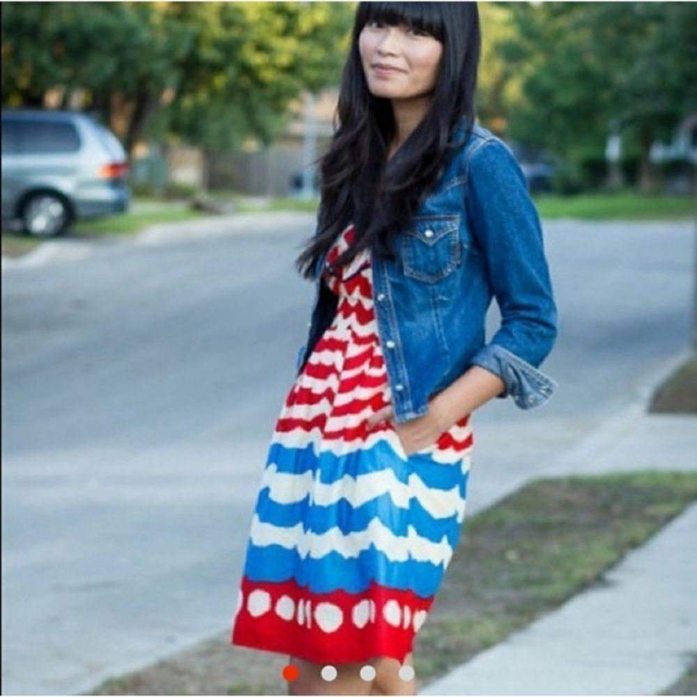 Rare Anthropologie we ❤️ Vera mod dress red white blue - xs